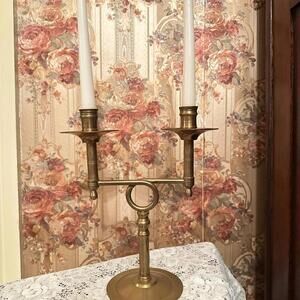 Vintage Solid Brass Double Arm Candelabra – Taper Candle Holder – Made in India
